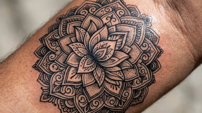 Intricate Mandala Tattoo Design on Skin