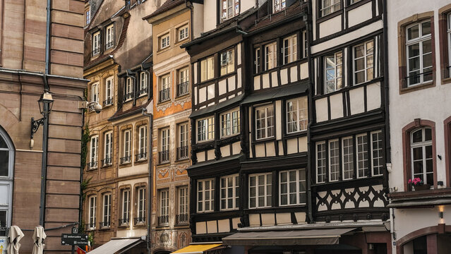 Strasbourg historic buildings with classic timber framed architecture creating a charming urban scene