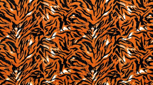 seamless orange black and white tiger stripe pattern fabric texture animal print design surface