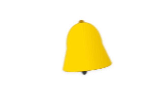Yellow notification bell shaking rapidly in a smooth digital animation footage for modern user interface alerts