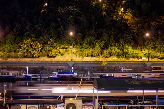 The Vitava River at Prague at Night, Czech Republic