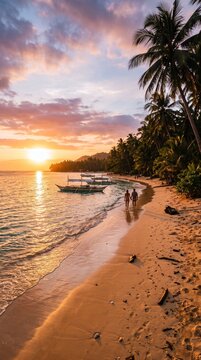 Couple beach sunset