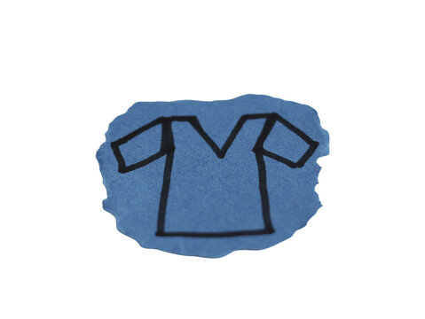 Figura de una franela en un papel rasgado de color azul en un fondo transparente 