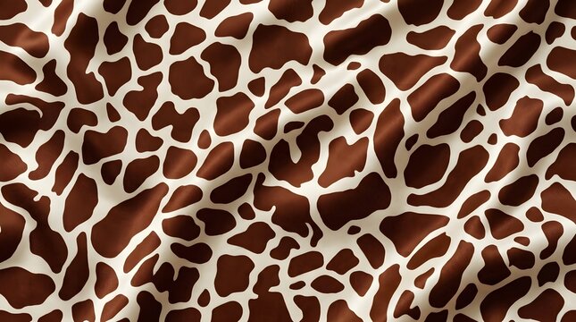 brown and white irregular pattern fabric resembling giraffe skin texture closeup