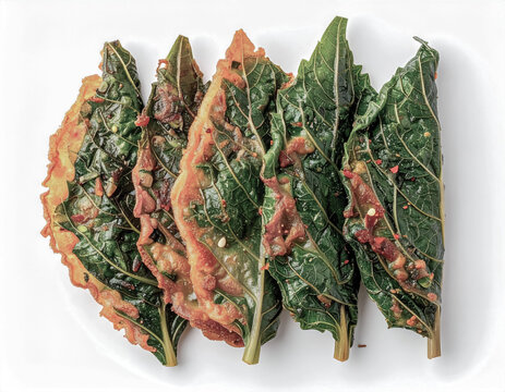 Korean Perilla Leaf Jeon Top View on White Background