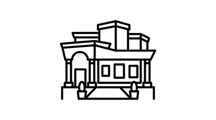 Fototapeta premium Modern building facade outline with pillars and windows