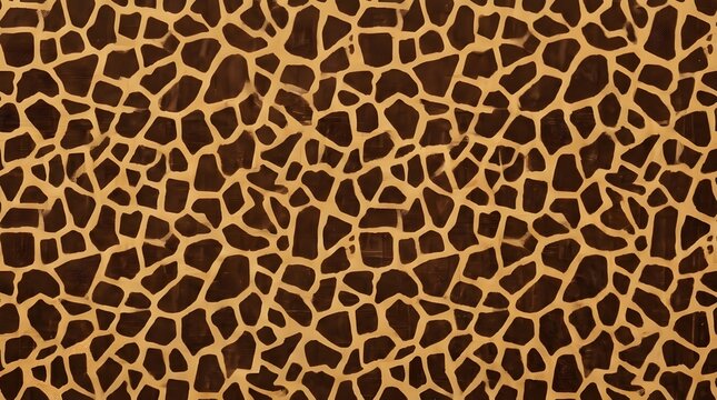 seamless giraffe skin pattern texture with irregular dark brown shapes on light brown background