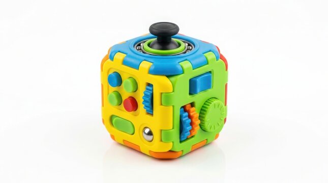 Small colorful fidget cube sensory toy with rotating gears buttons and joystick for stress relief desk toy multi colored rotating joystick colorful relaxation concentration dexterity gameplay
