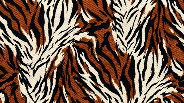 tiger print pattern with black orange and white stripes texture for fabric or design background