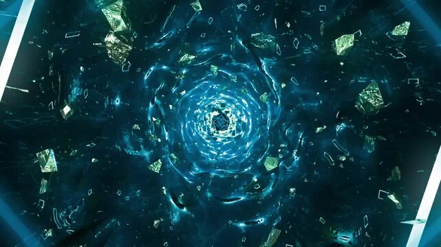 Cyan Cyber Reactor Core Tunnel Futuristic Sci-Fi Background