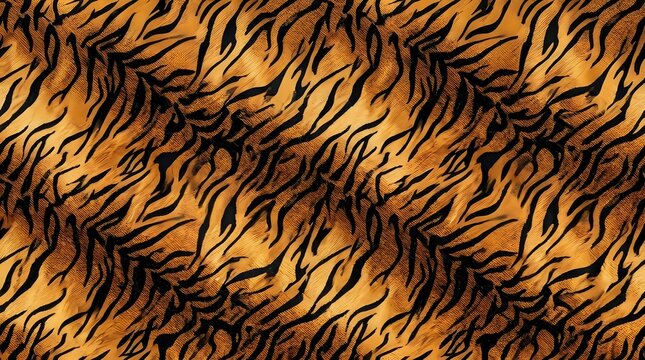 seamless tiger fur pattern orange black stripes texture background