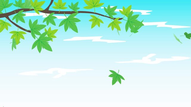 舞いながら落ちる紅葉のアニメーション　銀杏　もみじ　