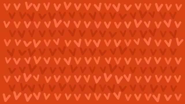 Animated seamless geometric pattern featuring repeating rounded V-shaped motifs in contrasting orange and dark red tones. Ideal for motion backgrounds, textiles, wallpaper, packaging, presentations