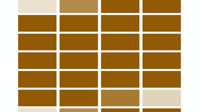 A grid of flat amber terminal cursor blocks blink on and off while slowly drifting downward and looping back to the top on a solid white background