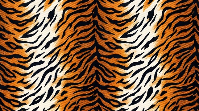 close up tiger fur pattern with orange black and white stripes texture seamless background