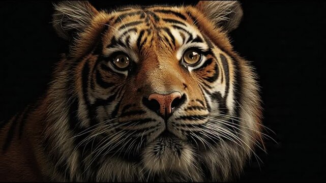 Majestic tiger head profile on a black background