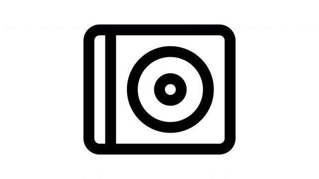 disc animated Line Icons Premium 4K, Modern Minimal Outline Motion Graphics Collection