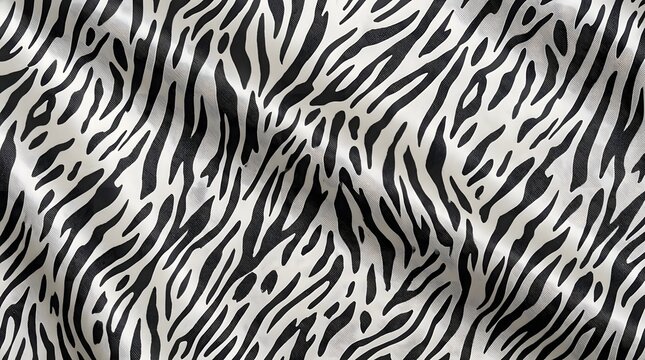 textured fabric with black white zebra print pattern closeup textile design