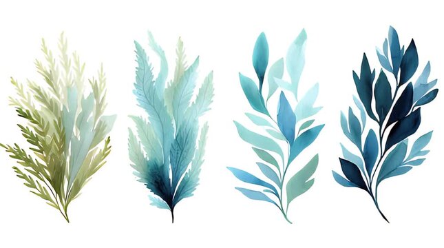 Watercolor Botanical Leaves Set for Design and Decor