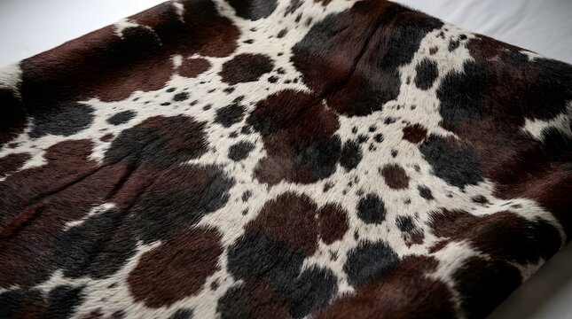 close up brown and white spotted cowhide texture pattern natural animal fur background