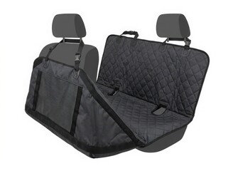 Naklejka premium Black quilted backseat hammock style car seat protector for dogs with protector interior transport upholstery supplies adventure transportation backseat passenger accessory protection