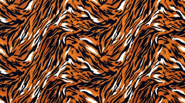 orange black and white tiger stripe pattern seamless background design