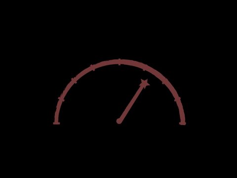 This minimalist semi-circle gauge clipart design features a simple pointer and tick marks as a versatile cut-out graphic element perfect for use as a digital sticker or dashboard icon