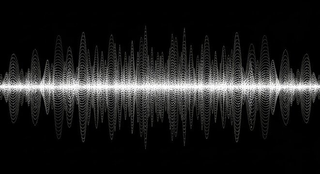 Abstract Digital Sound Wave Visualization In White Dots