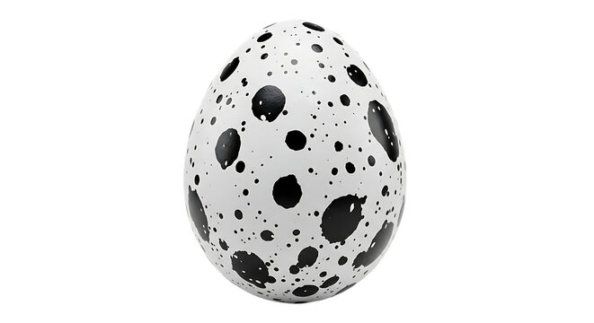 A speckled egg with black spots a 3d rendering on transparent background eggshell spotted white oval avian bird nest