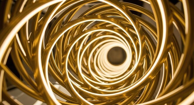 Abstract Golden Spiral Light Tunnel Sculpture
