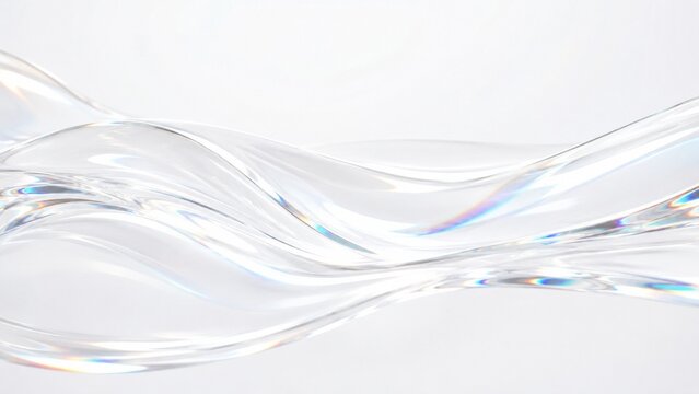 Transparent white glass wave background with elegant flowing hig