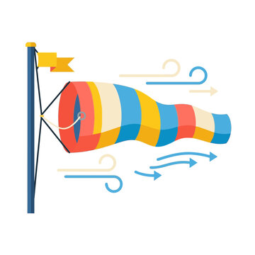 Wind sock indicating wind direction and strength at airport or airfield.