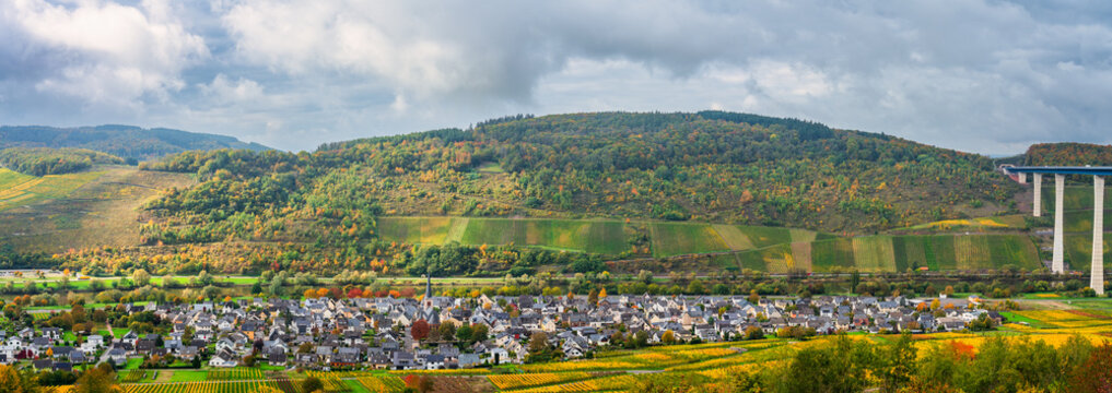 Zeltingen-Rachtig village in Germany near High Mosell bridge also known as Hochmosel