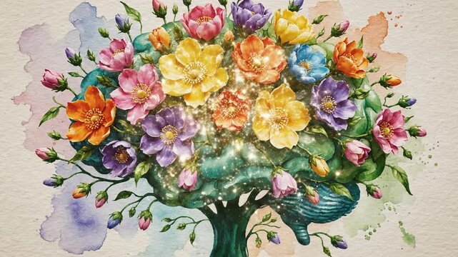 Blooming Brain Tree Ideas and Creativity Growing