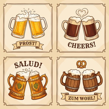 Beer Toast Celebration Prost Cheers Salud Zum Wohl