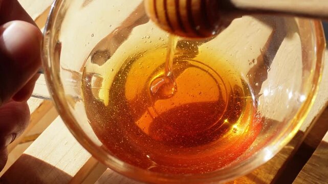 honey dripping from a glass