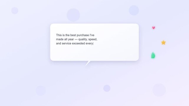 Positive Customer Testimonial Speech Bubble Five Star Review Animation
