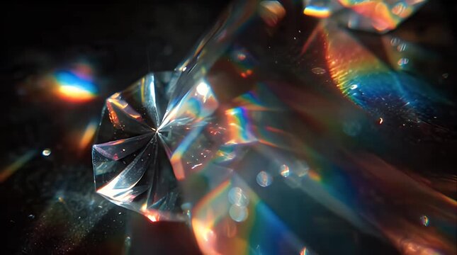 Colorful Light Refraction on Crystal Surface