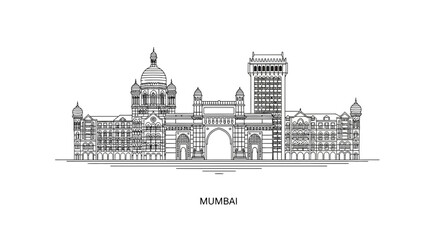 Obraz premium Mumbai Skyline Line Art - Iconic Architecture