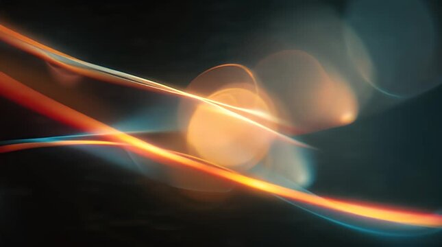 Abstract Light Trails and Lens Flare in Dark Background