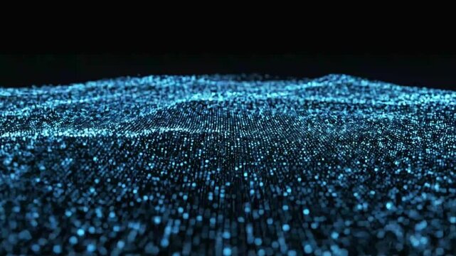 Abstract Blue Glowing Particle Wave Flow Background Animation