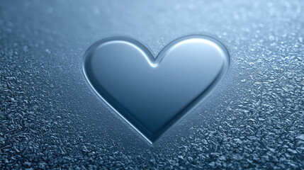 Fototapeta premium Blue heart on frosty surface with winter light and icy texture, minimal cold romantic symbol for seasonal love and greeting card design