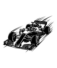 Obraz premium Dynamic illustration of a formula one race car speeding on a white background