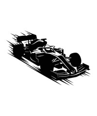 Obraz premium Dynamic illustration of a formula one race car speeding with motion lines