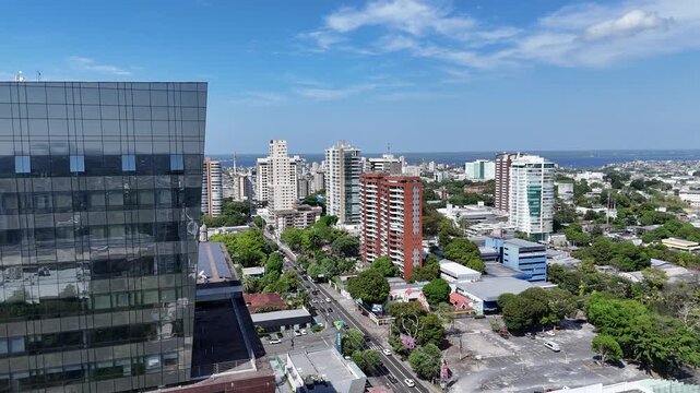 Manaus Skyline At Manaus In Amazonas Brazil. Downtown District. Highrise Buildings Skyline. City Life Traffic. Manaus Skyline In Manaus In Amazonas Brazil. Beautiful Cityscape.