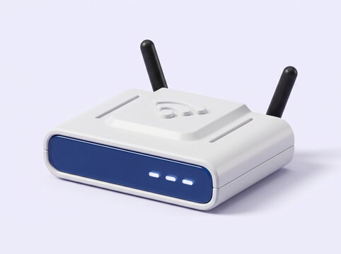 Modern white wireless router for high speed internet