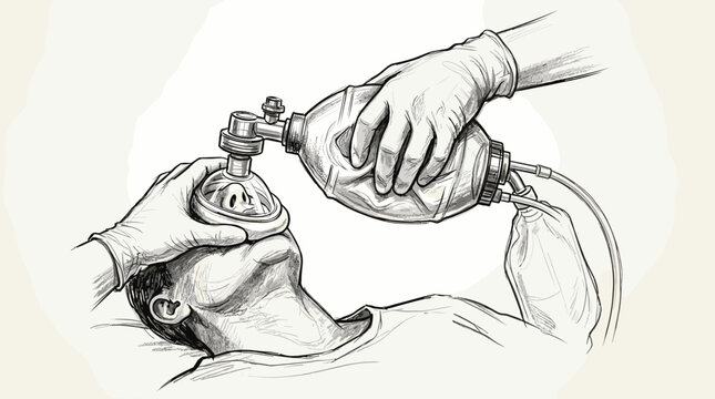 Emergency resuscitation using bag valve mask on patient
