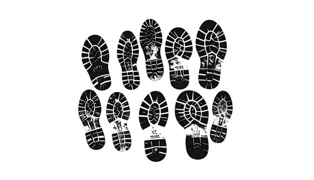 Multiple boot tracks form a pattern against a black background