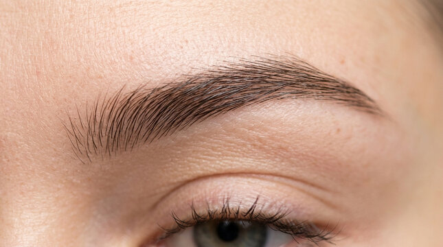 Perfectly Shaped Eyebrow with Natural Hairs, Close-up