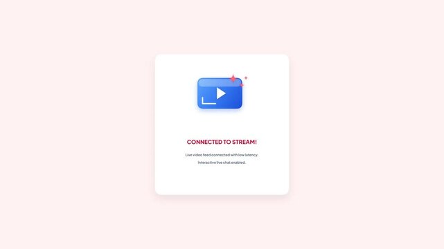 Live Broadcast Started Popup Dialog UI Animation Clean Motion Graphics Video for Streaming Platform Design